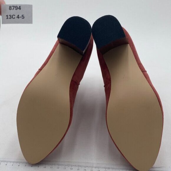 YDN Firebrick Block Low Heel Suede Cowgirl Boots Pull on Ankle Boot with Buckle - Picture 7 of 8